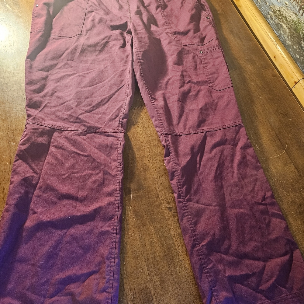 Purple Label Yoga Healing Hands Women Tori Scrub Pants  size large Wine Red